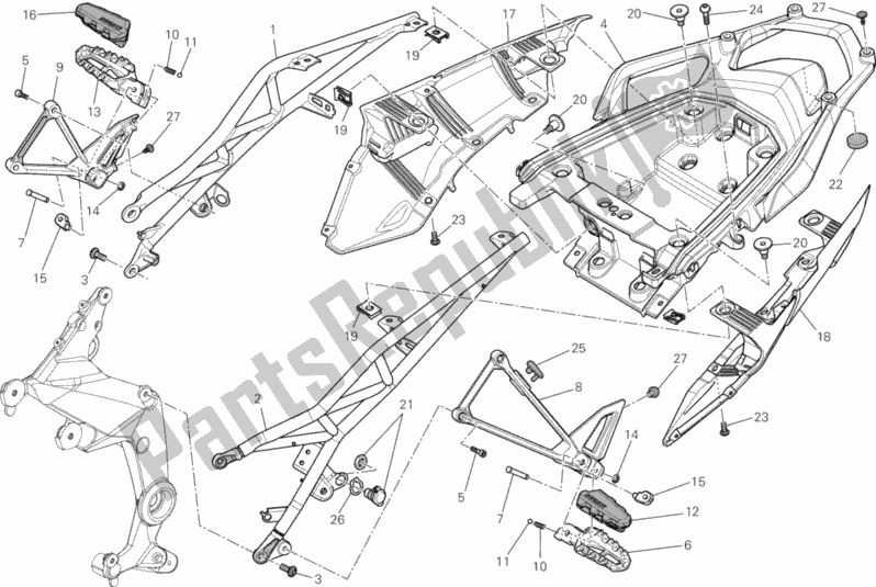 All parts for the Rear Frame Comp. Of the Ducati Multistrada 1200 USA 2010